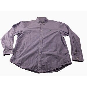 Polo Ralph Lauren Purple Gingham Check Men’s Shirt XXL Green Pony Dress Shirt